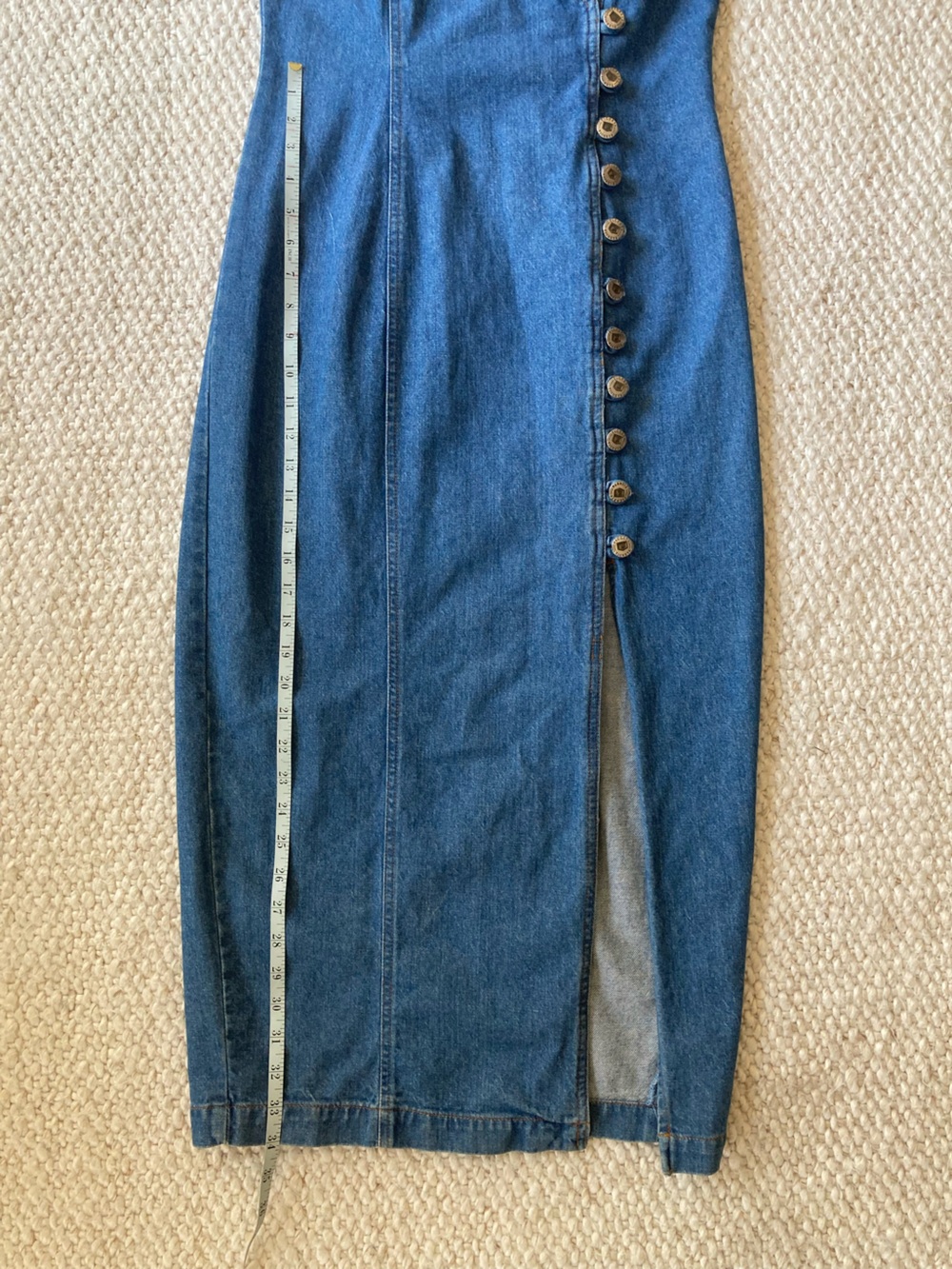 Vintage Americana 100% Cotton Blue Denim Button-Front Midi Dress - Picture 10 of 10